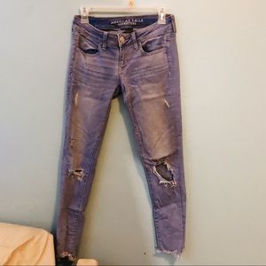 American Eagle light blue wash distressed jeans